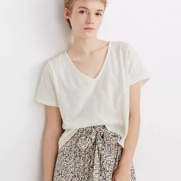 Madewell Tops - Madewell Tee Whisper Cotton V Neck Boxy Textured